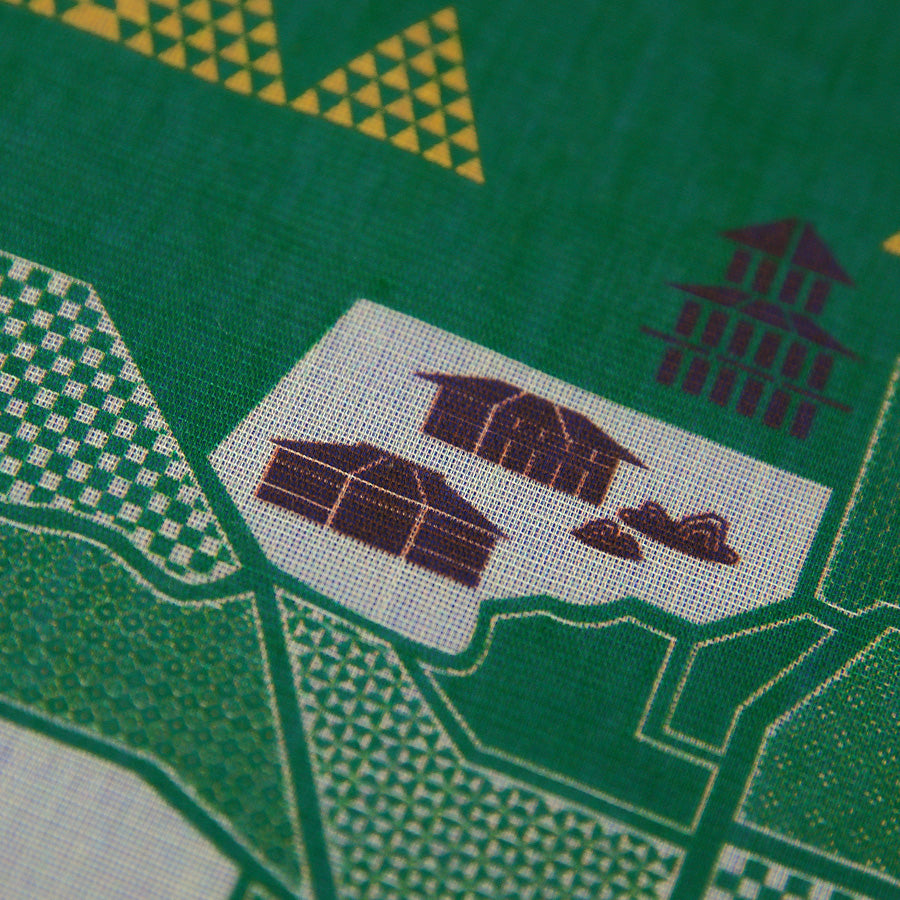 【ポケットチーフ】Kyoto Map Cotton Blend Pocket Square - Green - 40 x 40cm
