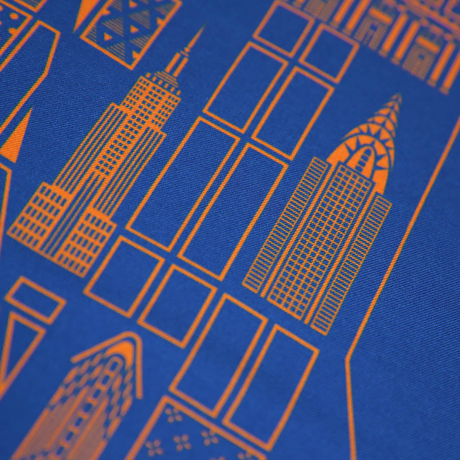 【ポケットチーフ】New York Map Silk Pocket Square - Royal - 40x40cm